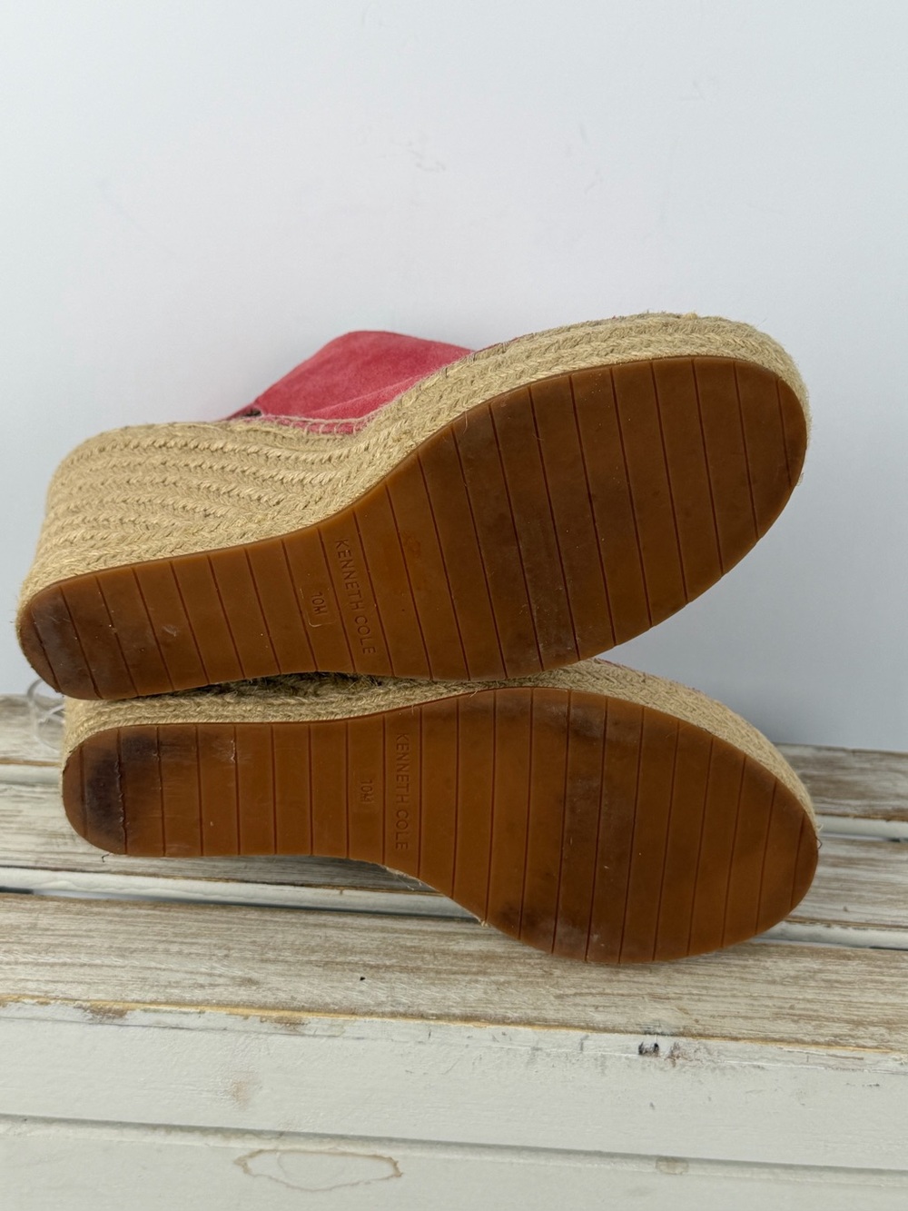 Kenneth Cole New York Olivia espadrille wedge sandals in coral suede size 10M - Picture 12 of 16